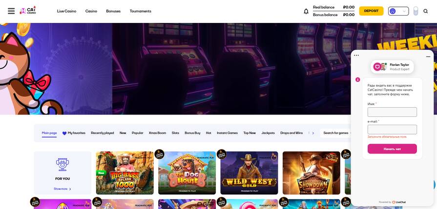 Онлайн казино Cat поддержка