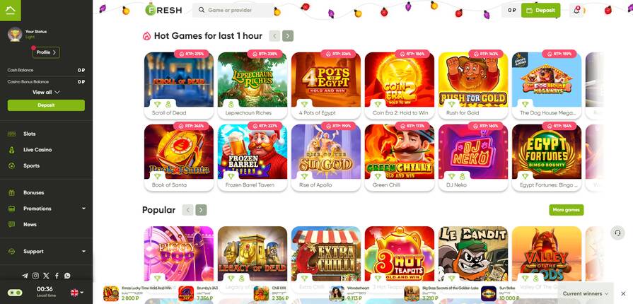 Онлайн казино Fresh азартные игры