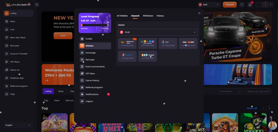 Casino Unlim платёжки