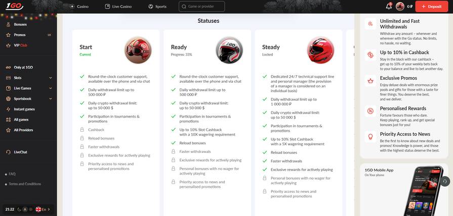 1Go – уровни лояльности