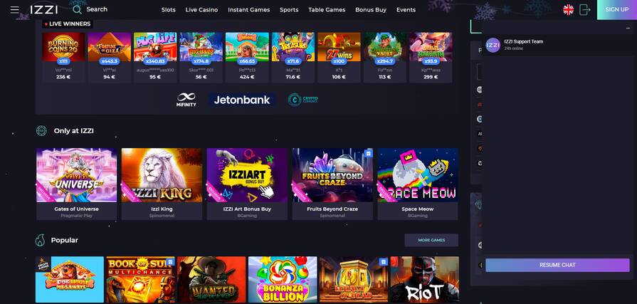 Онлайн казино Izzi поддержка
