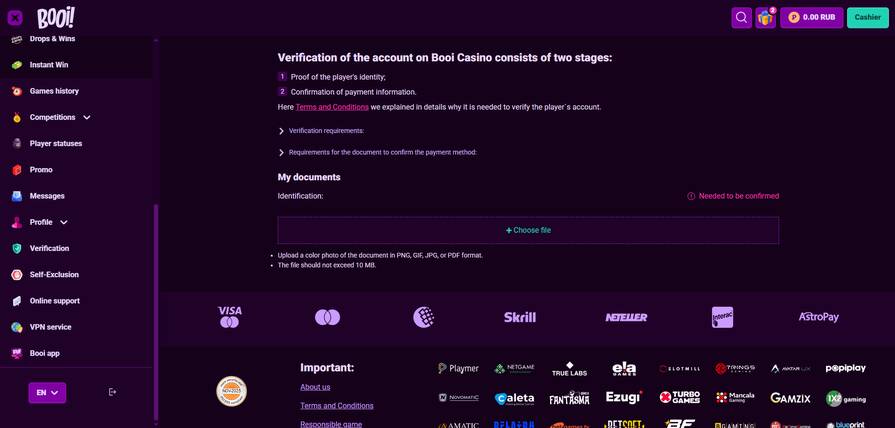 Онлайн казино Booi верификация