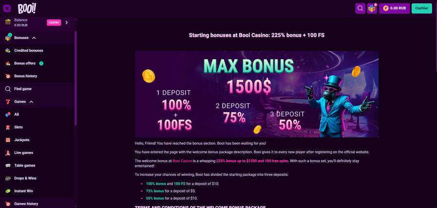 Онлайн казино Booi бонусы