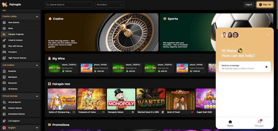 Онлайн казино Fairspin поддержка