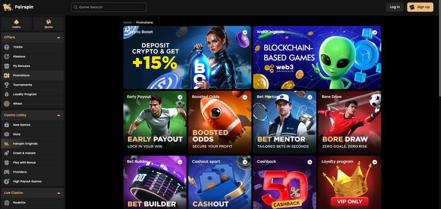 Онлайн казино Fairspin бонусы