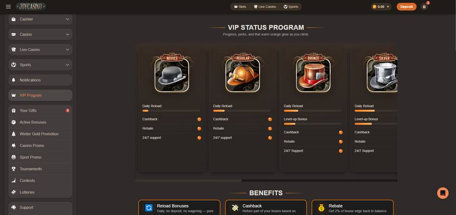 Онлайн казино Joycasino программа лояльности