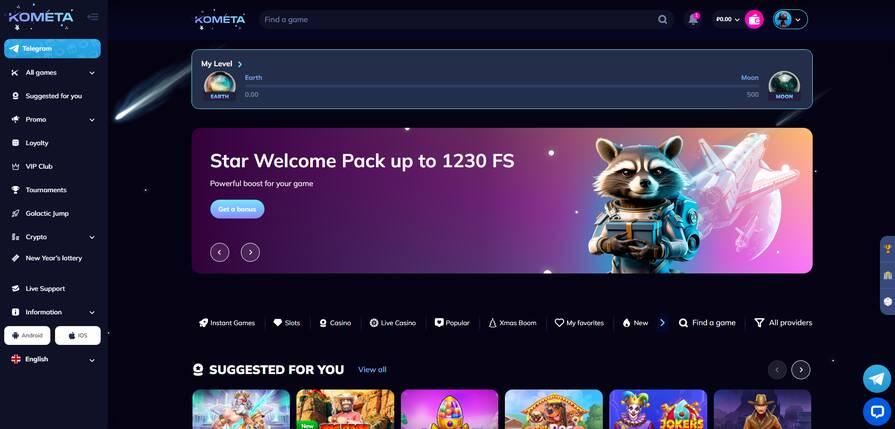 Онлайн казино Kometa