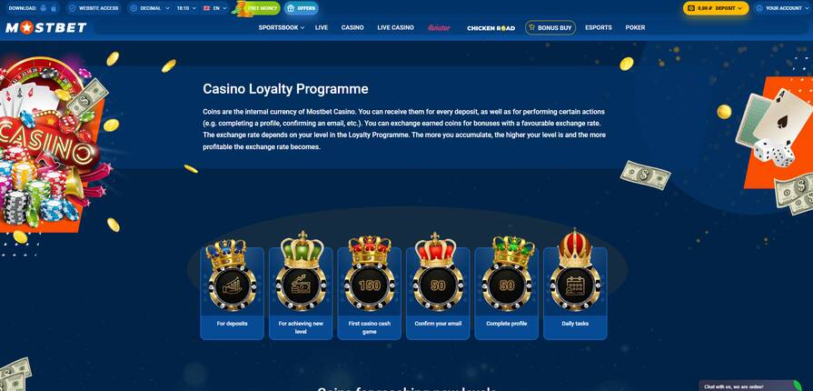 Онлайн казино Mostbet уровни лояльности