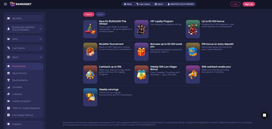 Онлайн казино Ramenbet бонусы