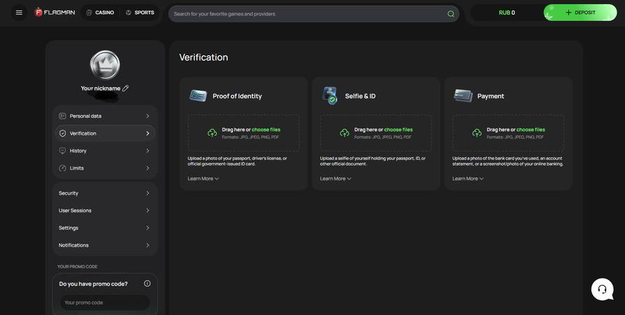 Онлайн казино Flagman верификация