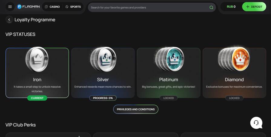 Онлайн казино Flagman программа лояльности
