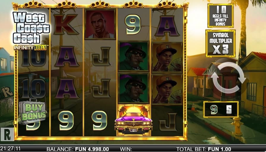 Дизайн игры West Coast Cash Infinity Reels
