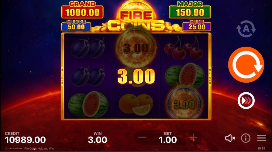 Дизайн игры Fire Coins: Hold and Win