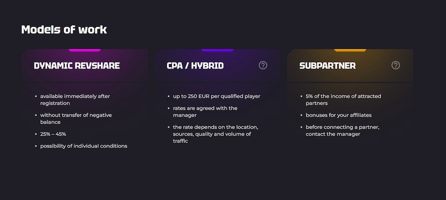 Условия сотрудничества