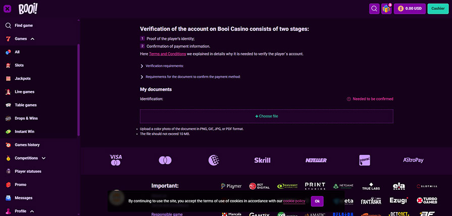 верификация профиля в booi