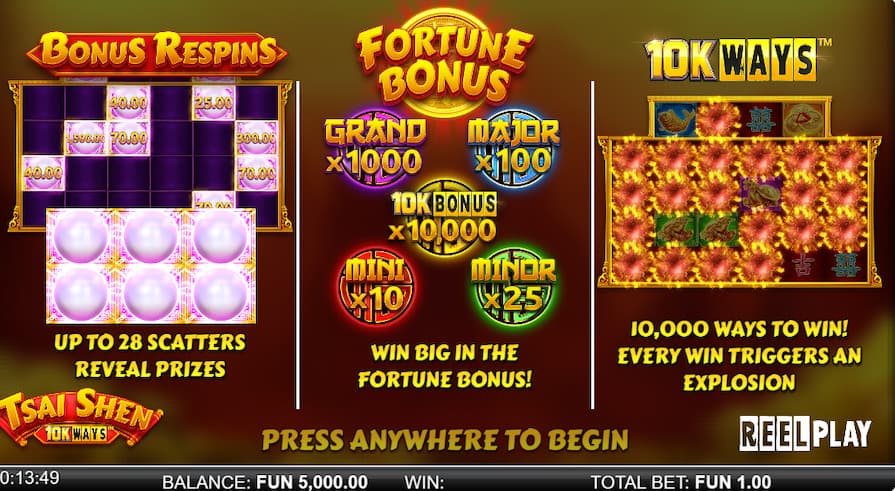 Бесплатная игра в Tsai Shen 10k Ways Dream Drop