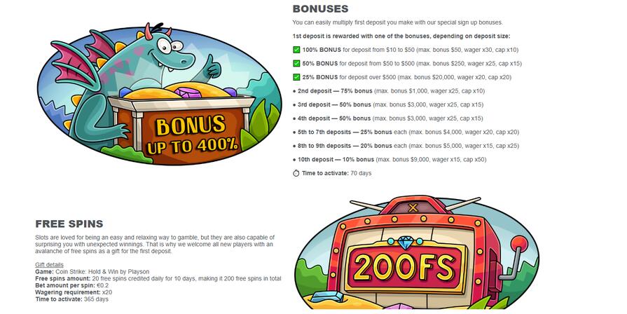 Бонусы Casino X