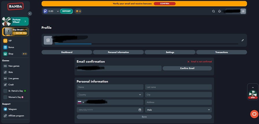 верификация banda casino