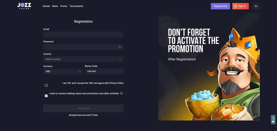 Как создать аккаунт в Jozz